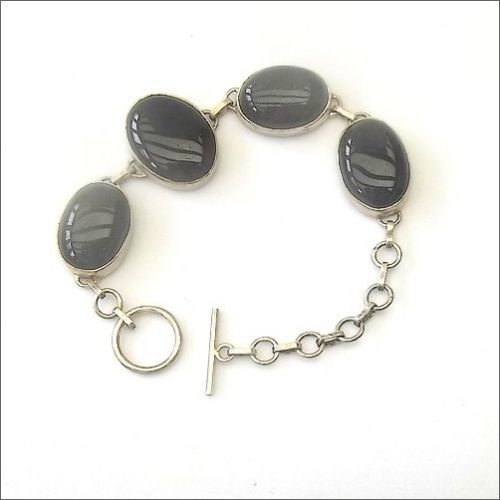 Indian Bracelet with Oval Black Obsidian